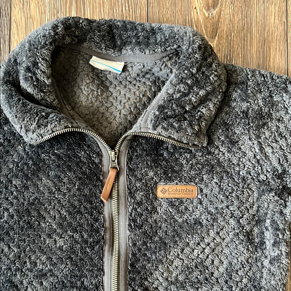 Columbia Jacket Women’s Charcoal Gray Fuzzy Full Zip Athleisure, Size Medium - Picture 2 of 14
